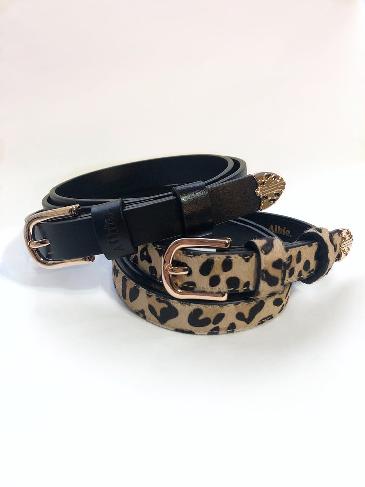 Albie Leather Belt | Leopard- WAS $59 NOW $20